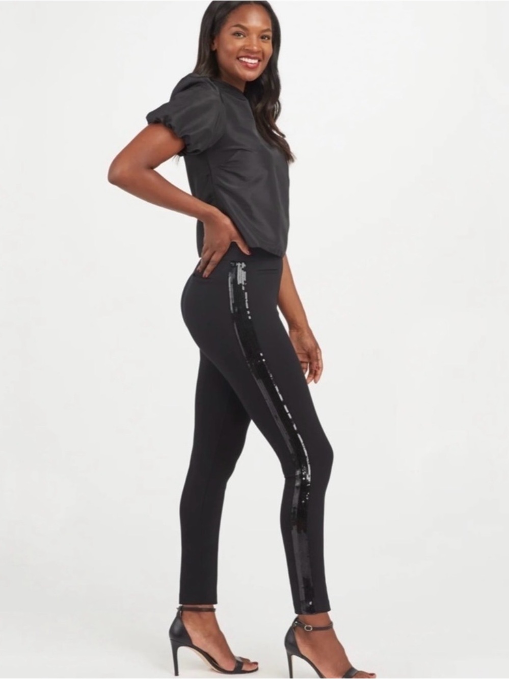 Spanx The Perfect Pant Ankle Sequin Tuxedo Skinny NWT size M
